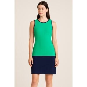 Cynthia Rowley Green & Navy Colorblock Sleeveless Dress | XS